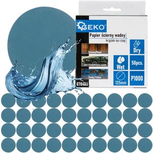 GEKO Waterproof schuurpapier schijf - 125 mm - P1000 - nat en droog schuren - 50 stuks