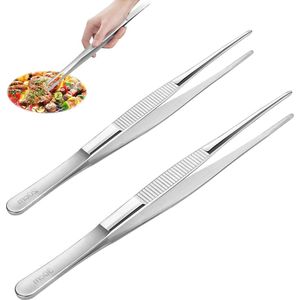 Kokpincet - 2 stuks roestvrij staal - 20 cm en 30 cm - kooktang - grillpincet - precisie tang - vleespincet - keuken barbecueospels restaurant .