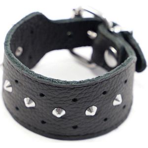 Leren armband met studs - zwart