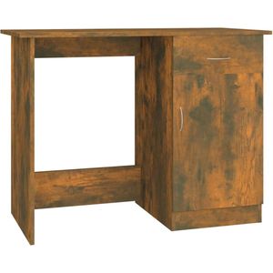 vidaXL Bureau - Gerookt Eiken - 100x50x76 cm Kantoorbureau - Schrijfbureau - Laptop Tafel - Houten Bureau - Modern Bureau