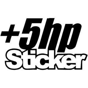 +5 HP Sticker - Autosticker - Grappige Auto Sticker Zwart - Hoogwaardig Vinyl - Autostickers Wrap Folie - Geschikt voor Alle Automerken / Universeel