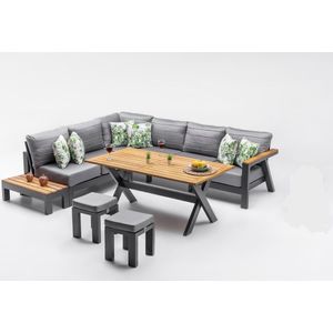 TREND HOME - Antwerpen Hoek loungesets - Antraciet - Hoek - tuinmeubelen - 8 delig