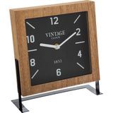 Atmosphera Tafelklok Swiss op standaard - bruin/zwart - Dia 20 cm - glas/metaal/mdf