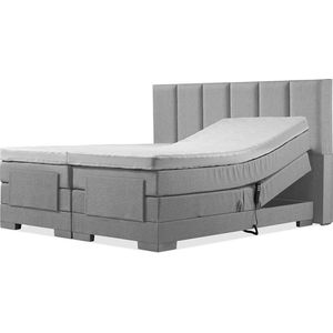 Soft bedden Elektrische Boxspring - 180x200 - Incl. Horizontaal hoofdbord - Zilvergrijs met plint