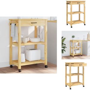 vidaXL Keukentrolley - Keukentrolleys - Groentenkar - Keuken Trolley - Keukentrolley MONZA 60x40x90 cm massief grenenhout
