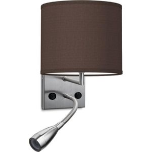 Home Sweet Home wandlamp Bling - wandlamp Read inclusief lampenkap en LED Leeslamp - lampenkap 20/20/17cm - geschikt voor E27 LED lamp - chocolade