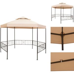 vidaXL Luifel - Luifels - Zonneluifel - Zonneluifels - Tuinprieel 323x265 cm hexagonaal beige