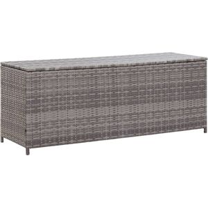 The Living Store Poly Rattan Opslagkist - Grijs - 150 x 50 x 60 cm - Veelzijdige tuinopslag