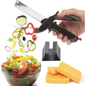 Multifunctionele 2-in-1 Keuken Tool: Groentesnijder en Keukenmes met Snijplank voor Efficiënt Koken