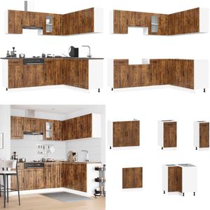 vidaXL 11-delige Keukenkastenset Kalmar bewerkt hout gerookt eiken - Keukenkastset - Keukenkastsets - Keukenunitset - Kastset