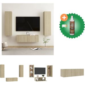 vidaXL 3-delige Tv-meubelset spaanplaat sonoma eikenkleurig - Kast - Inclusief Houtreiniger en verfrisser
