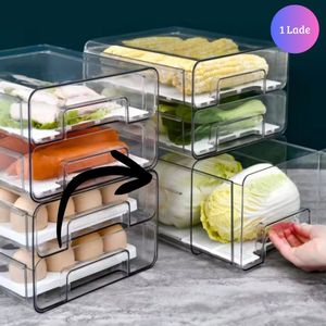 Janse® Koelkast organizer 1 lade - Opstapelbare Koelkast bakjes - Schuiflade voor groente en fruit - Fruitlade - Voorraad box - Vershoud box