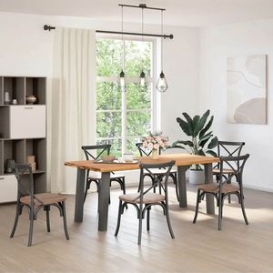 vidaXL Eettafel - 200x90x74 cm - Massief Eikenhout Eetkamertafel - Eikenhouten Tafel - Massief Eikenhout - Grote Tafel - Ronde Tafel