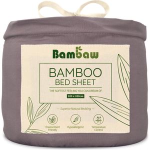 Bamboe Hoeslaken | 2-Persoons Eco Hoeslaken 200cm bij 200cm | Donkergrijs | Luxe Bamboe Beddengoed | Hypoallergeen Hoeslaken | Puur Bamboe Viscose Rayon laken | Ultra-ademende Stof | Bambaw
