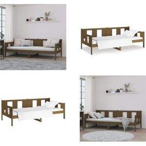 vidaXL Slaapbank massief grenenhout honingbruin 90x200 cm - Slaapbank - Slaapbanken - Bedbank - Bed