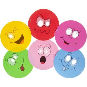 Smiley Feest Maskers 6 STUKS - Kinderfeestje Decoratie - Kostuum & Accessoires - Carnaval - Verkleden - Verjaardag - Voor Kinderen