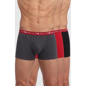 DIM Coton Stretch Heren Boxershort - 3-Pack - Grijs Rood Zwart - Maat L