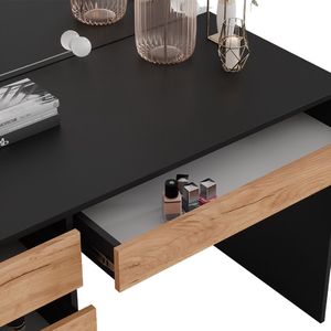 Vicco Kaptafel Sherry, Antraciet/gouden eik, x cm met spiegel & LED-verlichting