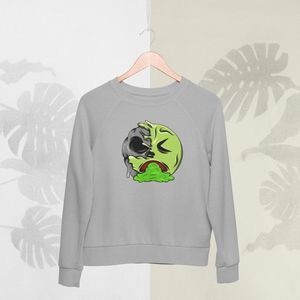 Feel Free - Halloween Sweater - Smiley: Brakend gezicht - Maat M - Kleur Grijs
