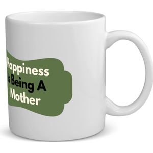 Akyol - happiness is being a mother koffiemok - theemok - Moeder - de liefste moeder - moeder cadeautjes - moederdag - verjaardag - geschenk - kado - 350 ML inhoud