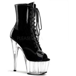 Pleaser - ADORE-1021 Plateau Laarzen, Paaldans schoenen - 38 Shoes - Zwart