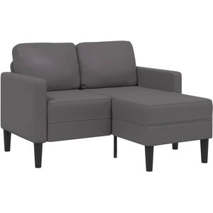 vidaXL - 2-zitsbank - met - chaise - longue, - L-vormig, - grijs, - 125 - cm, - kunstleer