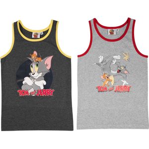 2 pack Jongens onderhemden - Tom and Jerry - Grijs - Maat 98-104