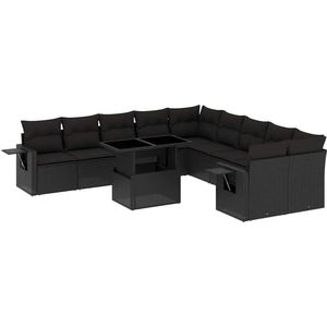 vidaXL Loungeset - 11-delig - Poly Rattan - Zwart