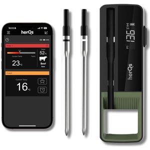 Digitale Bluetooth Vleesthermometer met App en Temperatuuralarm tot 300°C - 2 Sondes voor Grill en Oven