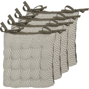 Atmosphera Tuinstoelkussens - 4x - olijf groen - katoen - 38 x 38 x 7 cm - wicker zitkussen