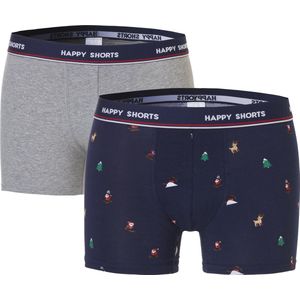 Happy Shorts Kerst Boxershorts 2-Pack Heren Reindeer Wrapped In Christmas Lights - Maat XL