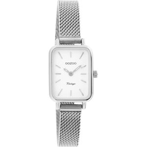 OOZOO Vintage series - zilverkleurige horloge met zilverkleurige metalen mesh armband - C20266