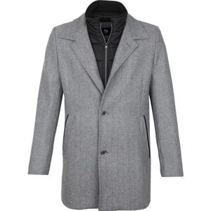 Suitable - Geke Coat Herringbone Grijs - Heren - Maat 54 - Modern-fit