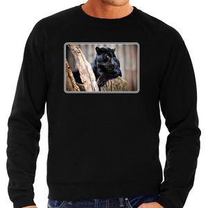 Dieren sweater met panters foto - zwart - voor heren - natuur / Zwarte panter cadeau trui - kleding / sweat shirt XL