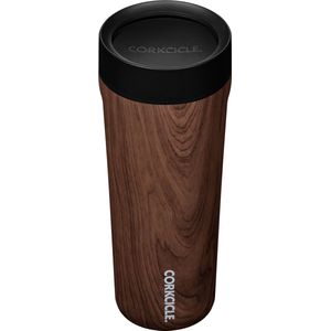 Corkcicle Commuter Cup 500ml- Walnut Wood- Thermosfles- Travel mug- Koffiebeker- Spill proof- RVS- 18 uur koud- 5 uur heet