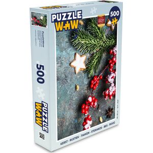 Puzzel Kerst - Rustiek - Takken - Steranijs - Bes - Rood - Legpuzzel - Puzzel 500 stukjes - Kerst - Cadeau - Kerstcadeau voor mannen, vrouwen en kinderen