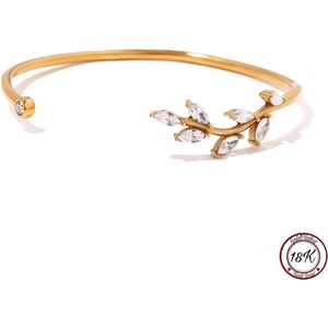 Soraro Zirkonia Armband Dames | Zirkonia | 18K Goldplated | Bangle | Goudkleurig | Klemarmband | Zirkonia Armbanden | Cadeau voor haar | Moederdag | Moederdag cadeau