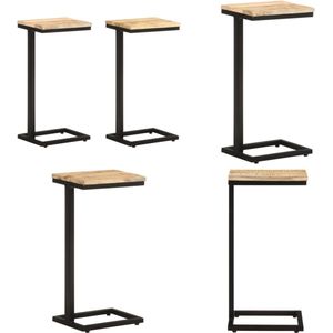 vidaXL Bijzettafels 2 st 31,5x24,5x64,5 cm ruw mangohout - Bijzettafel - Bijzettafels - Houten Bijzettafel - Houten Bijzettafels