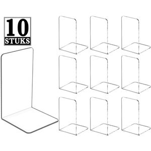 Set van 10 Boekensteun - Plexiglas Transparant Boekenhouder - Heavy-Duty Bureau Boekenrek Organizer - Tijdschriftenhouder Boeksteun - Multifunctioneel Boekenstandaard - Lectuurbak Tijdschriftenrek - Book Holder Boekenkast Accessoires - Boeken Steun