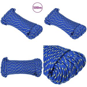 vidaXL Boottouw 3 mm 500 m polypropyleen blauw - Scheepstouw - Scheepstouwen - Touw - Touwen