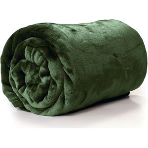 Unique Living fleece plaid 'Enzo' - 130x180cm - Pesto