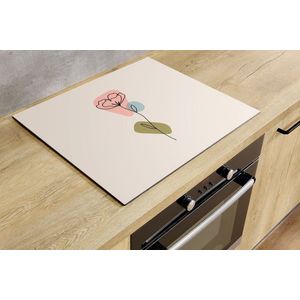 Inductiebeschermer - Lineart Rose - 70x55 cm - Inductiebeschermer - Inductie Afdekplaat Kookplaat - Inductie Mat - Anti-Slip - Keuken Decoratie - Keuken Accessoires