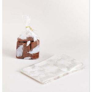 Traktatiezakjes Pasen - Uitdeelzakjes - Verjaardagzakjes - Feestzakjes - Snoepzakjes - Witte Veren - Cellofaan - 20,5 cm| Wit - Veer | Geboorte - Verjaardag - Bruiloft - Feest - Babyshower | Traktatie - Kado - Geschenk | Christmas – Kerst