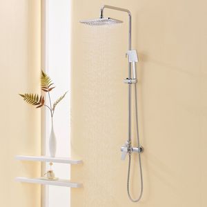 Auralum max Doucheset - Regendouche Set - Hoofddouche & Handdouche - Verstelbare Regendouche - Douchekolom met Hoofddouche en Vierkante Douchekop 26x19cm
