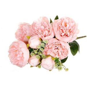 Boeket roze, zijden pioenrozen Pink Peony Love | Hoogte boeket ± 45 centimeter | Per boeket te bestellen