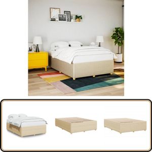 vidaXL Bedframe zonder matras stof crèmekleurig 140x190 cm