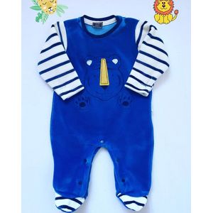 Bebitof Baby Rompertje - Schattig Kleine Tijger - Blauw - 3-6 Maanden -  Fluwelen doek Unisex - Lange mouw Romper