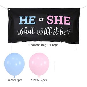 Genderreveal ballontas pakket - genderreval - baby - zwanger - geboorte - babyshower - ballon - boy or girl - he or she