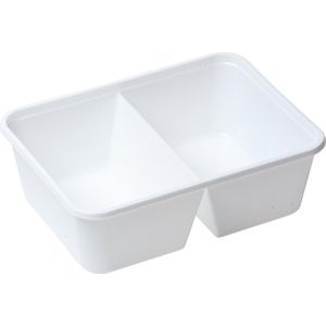 Vershoudbakjes - Vershouddoos - Meal Prep Bakjes Met Deksel - 2 vak - Magnetron bak - 1000ml - Wit - 25 stuk 100% Recyclebaar,100% Recycelbaar Diepvries bestendig