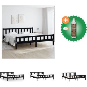 vidaXL Bedframe massief hout zwart 160x200 cm - Bed - Inclusief Houtreiniger en verfrisser